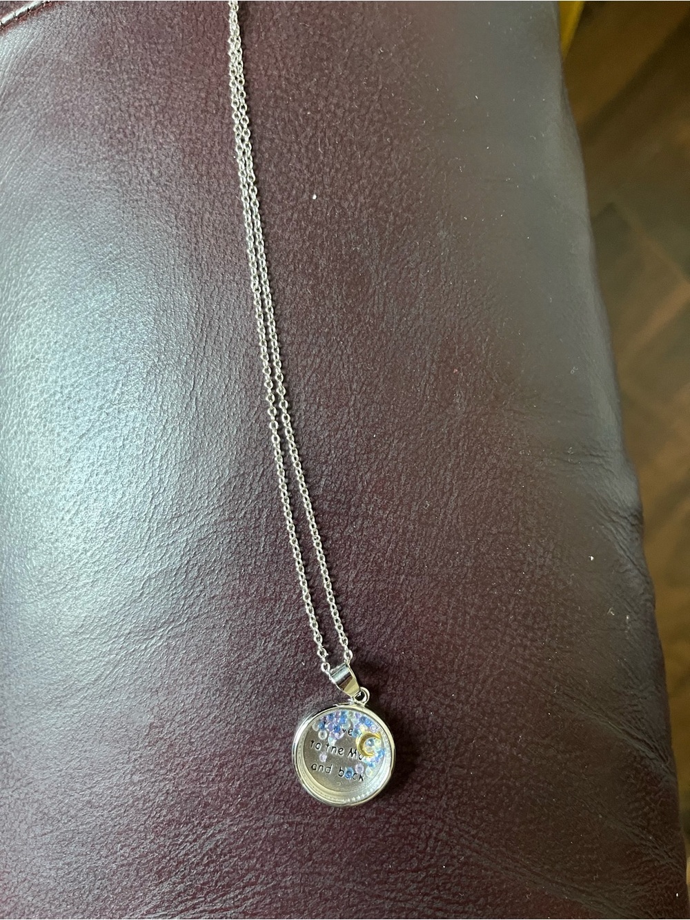 Silver-Tone Purple Accent Round Pendant Necklace